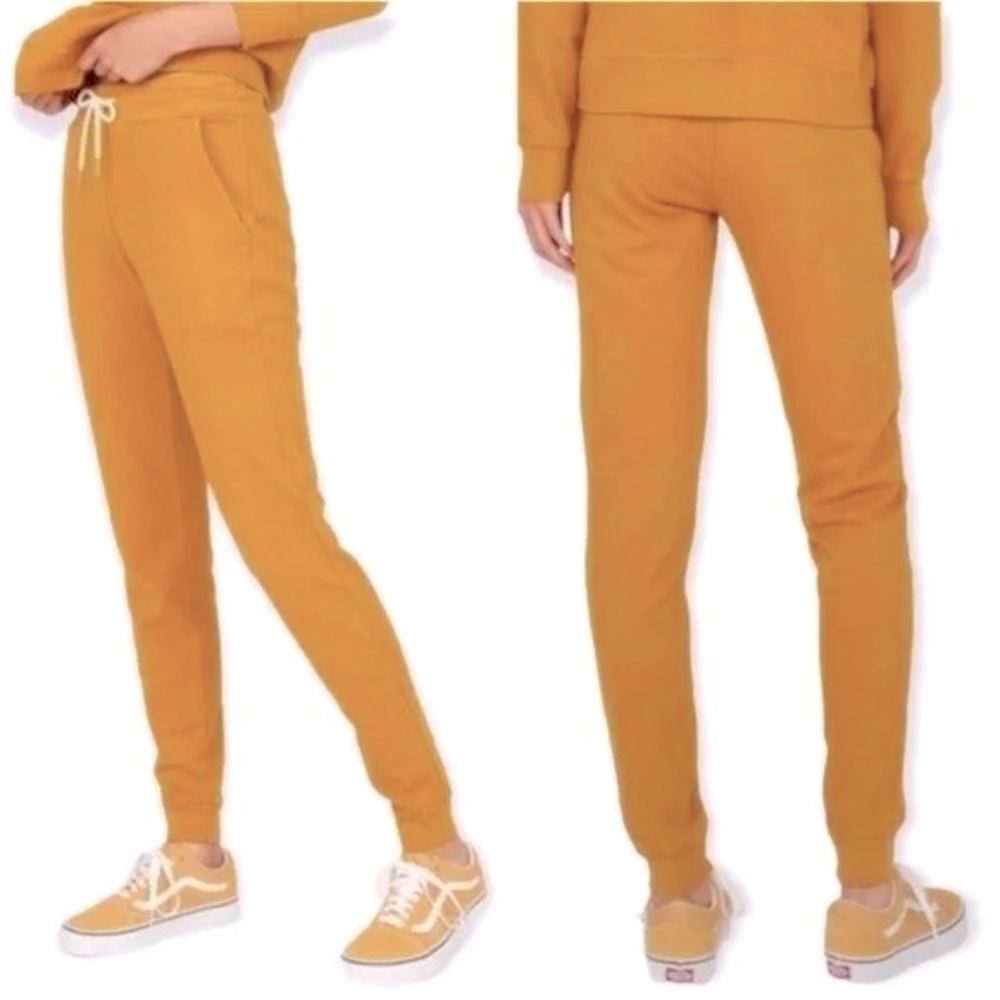 ✨MATE THE LABEL DAKOTA ORGANIC COTTON WAFFLE JOGGERS PANTS IN TURMERIC XS